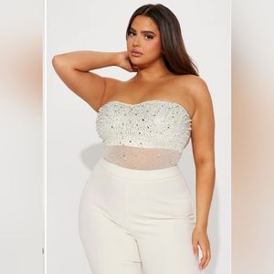 FN Cream Embellished Jumpsuit -3X